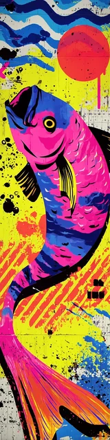 Free printable fish bookmark featuring bold fish on yellow